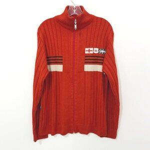 D’C For Men Dimension Rust Full Zip Ribbed Sweater England UK Flag Patches O/S